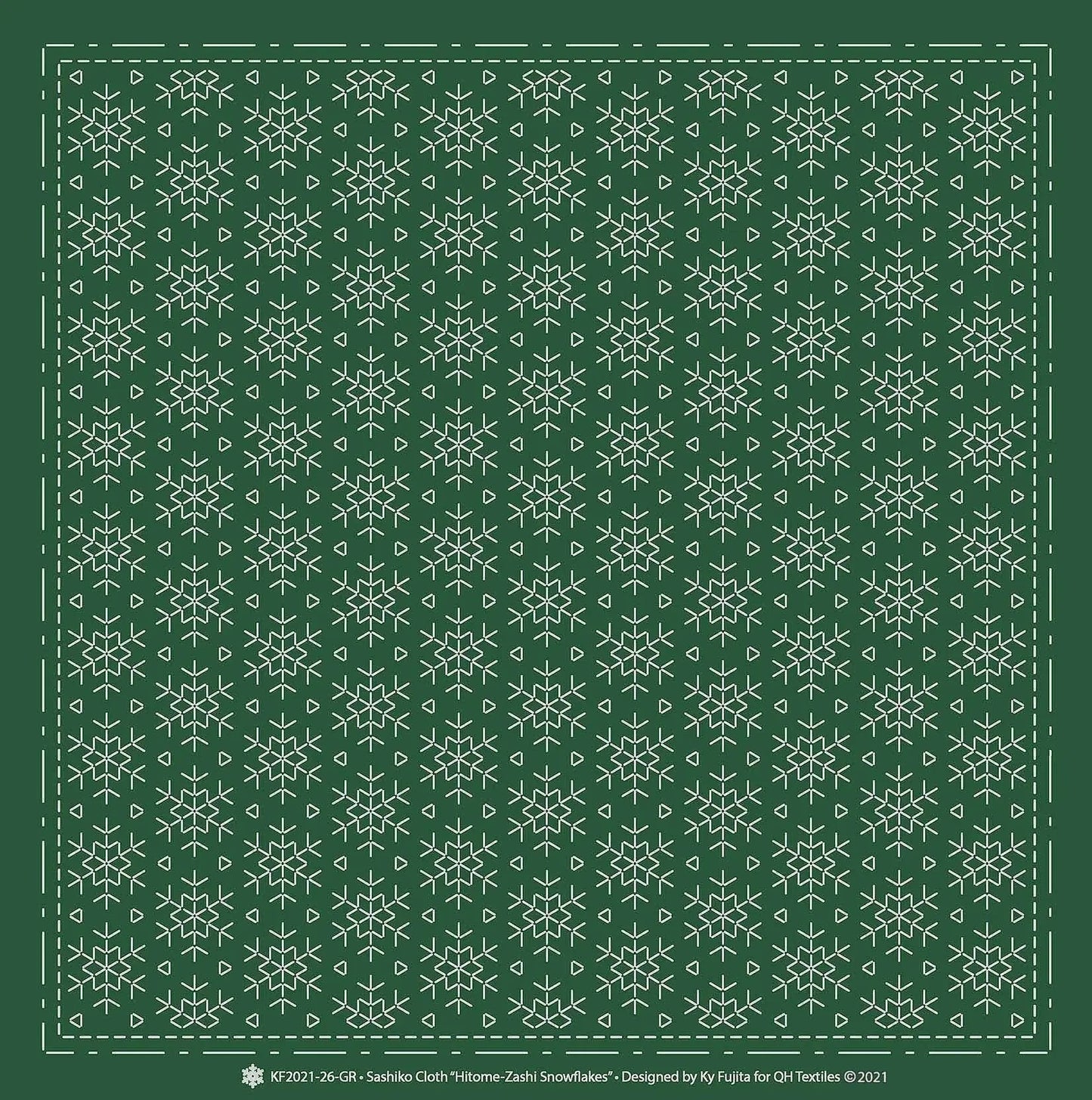 Tissu Sashiko Hitome-Zashi Motif Flocons de Neige