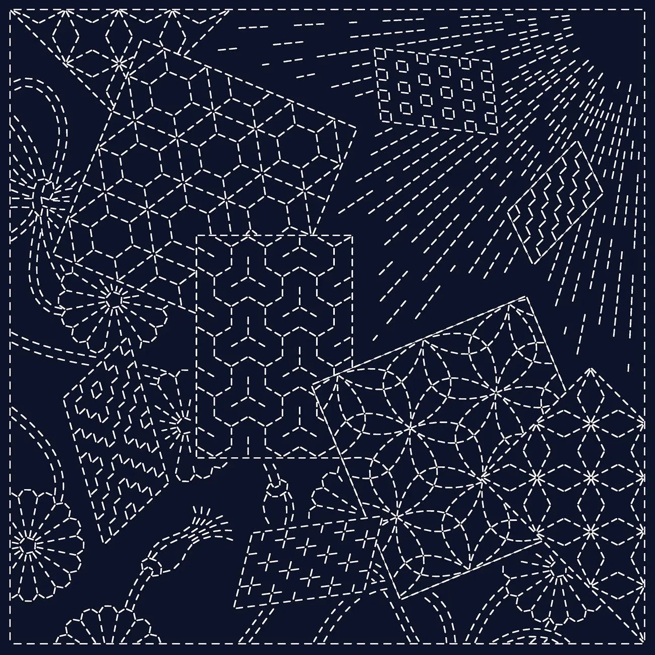 Tissu Sashiko Kaleidoscope - Tissu en Coton Premium