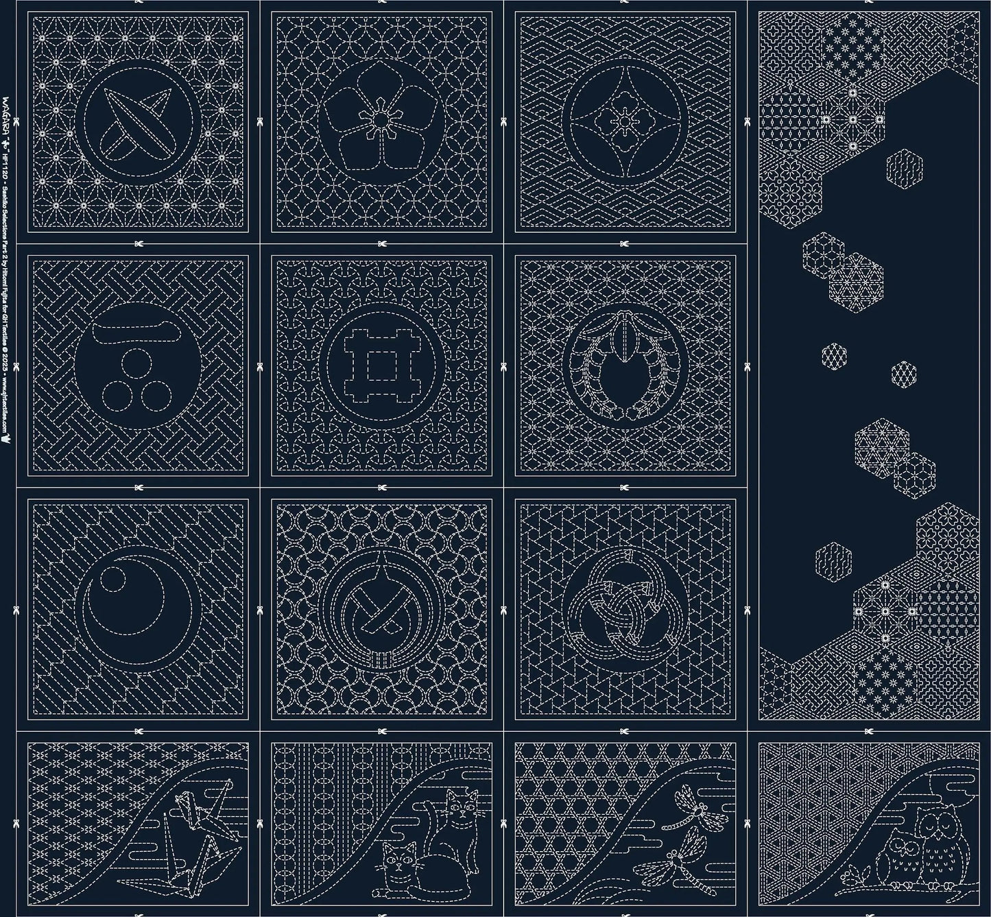 Sélections Sashiko Partie 2 - Panneau de Tissu Marine