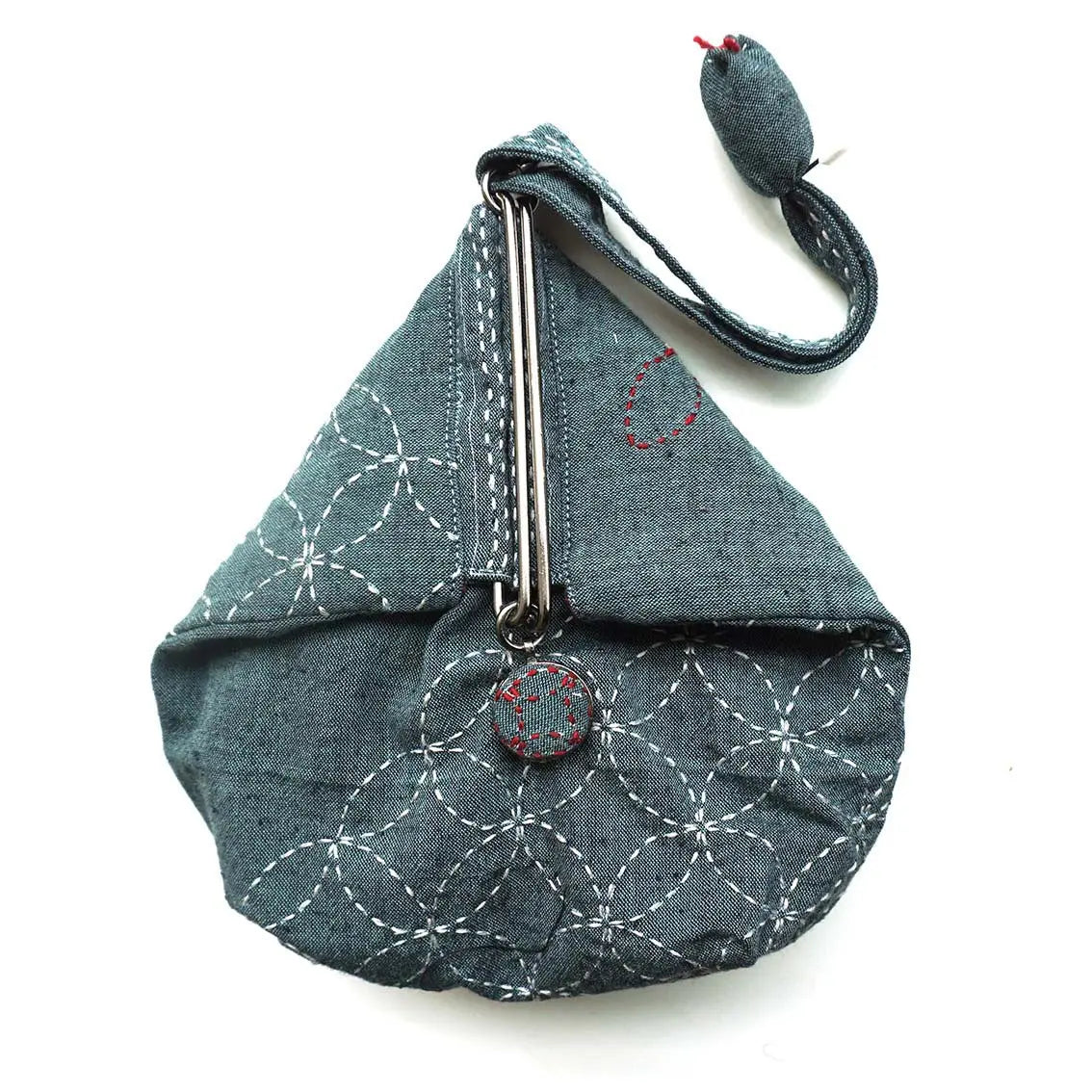 Sashiko Slide Clasp Pouch Full Kit - Blue