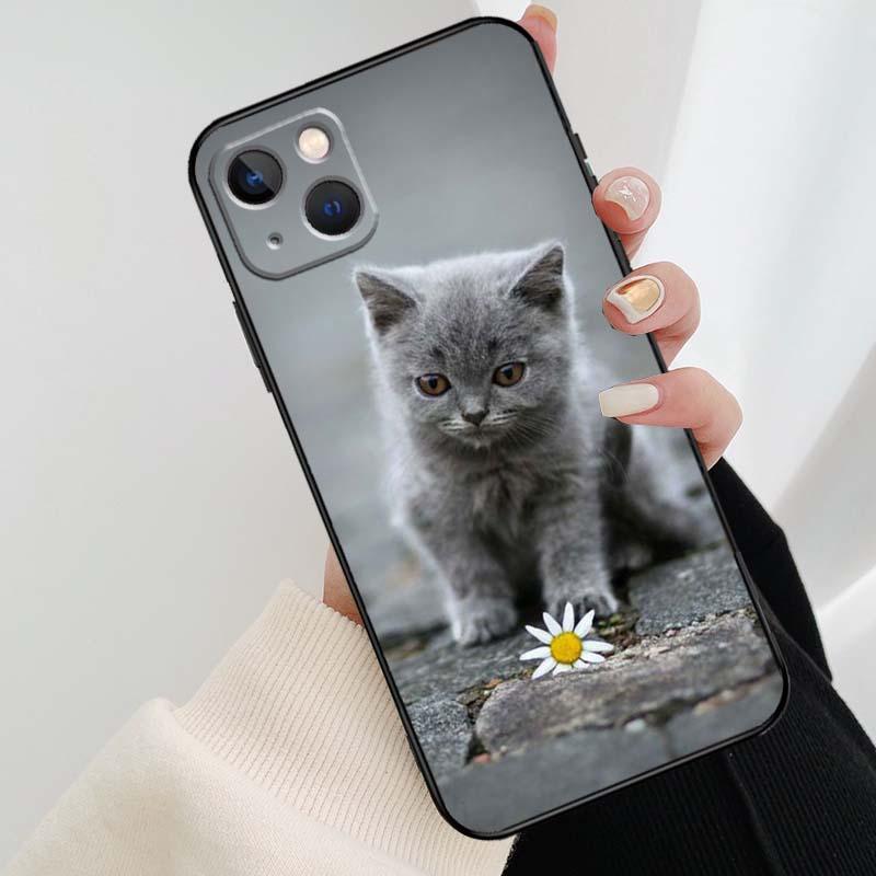 Funda Elegante de Gato British Shorthair Gris para Modelos de iPhone