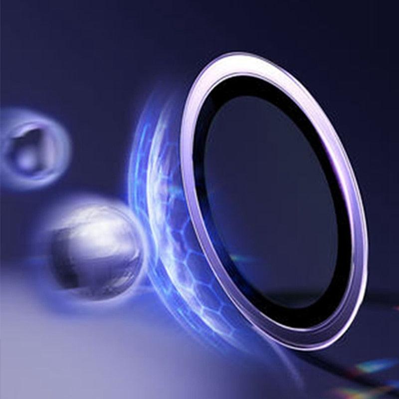 Premium 9H Tempered Glass Camera Lens Protector with Metal Ring for iPhone 14 & 13 Series - Korvel
