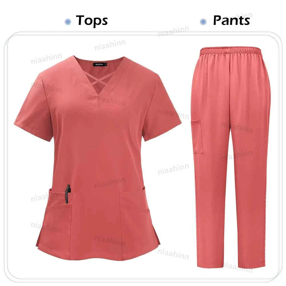 Premium Spandex Scrub Uniform Set - Top & Pants