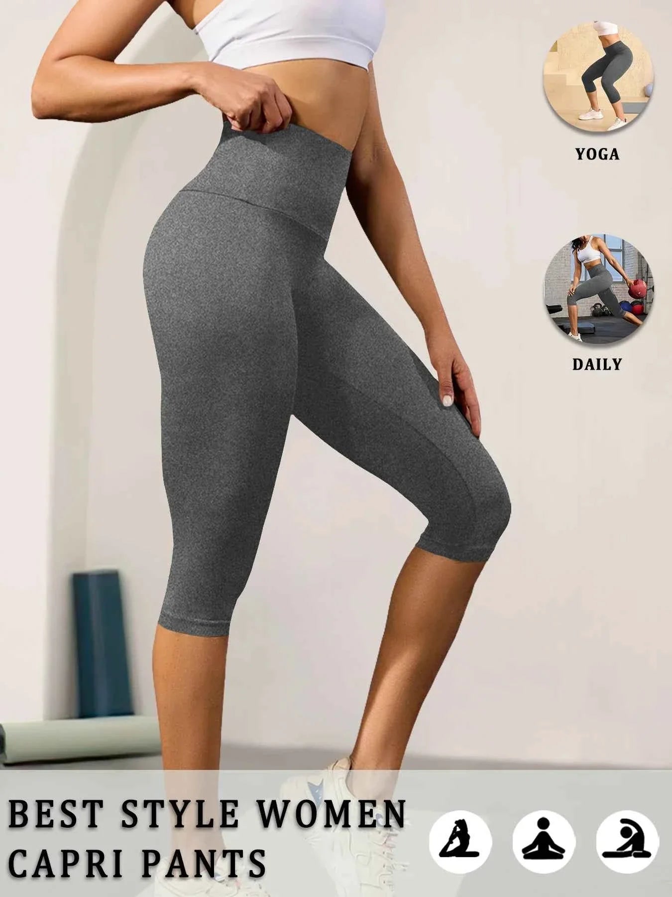 Pantalones de Yoga Capri de Cintura Alta - Comodidad Premium