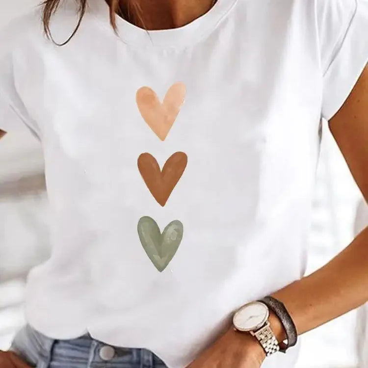 Heart Vibe: Camiseta O-Cuello Elástica de los 90