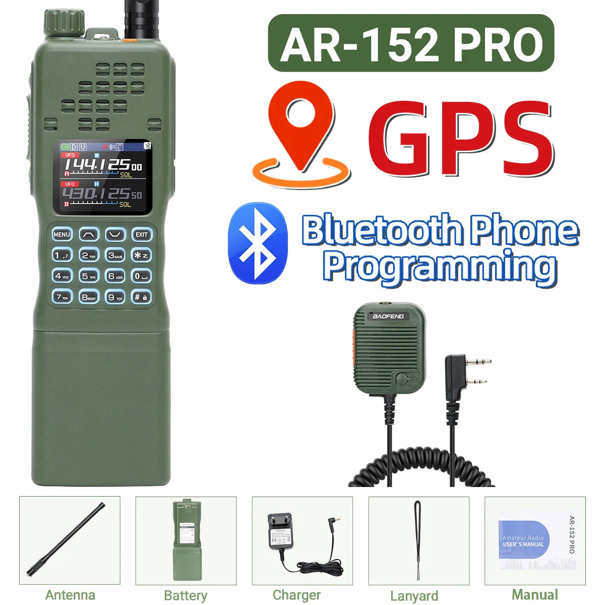 BAOFENG AR-152 PRO 10W GPS Bluetooth Radio Bidireccional