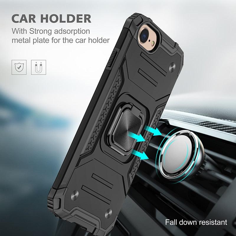 Coque de support avec anneau magnétique en métal pour iPhone 11-14 Pro Max