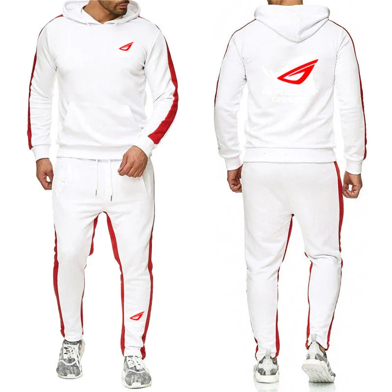Conjunto de chándal de forro polar para hombre ROG: conjunto de jogger de color sólido
