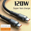 PD 120W Super Charging USB Type-C Cable for Fast Charging