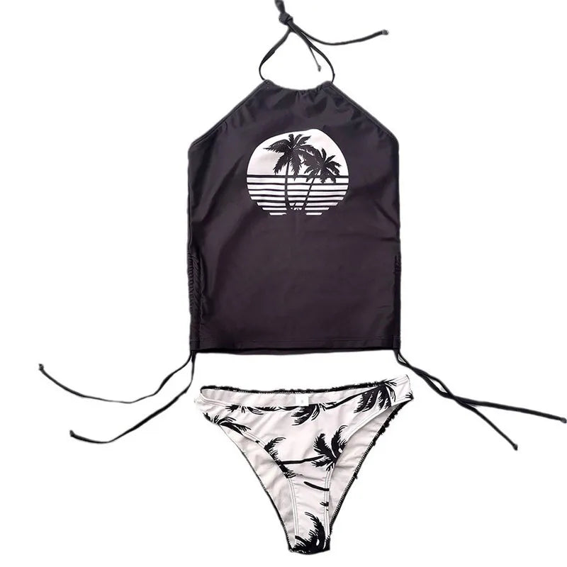 GlamWave Women's Tied Halter Tankini Set