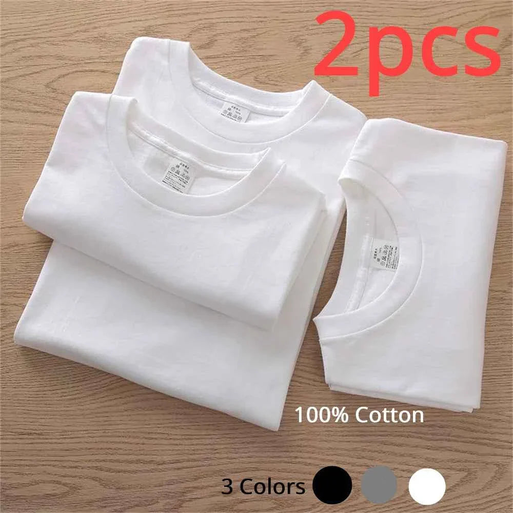 Paquete de 2 camisetas de algodón blancas unisex de corte holgado
