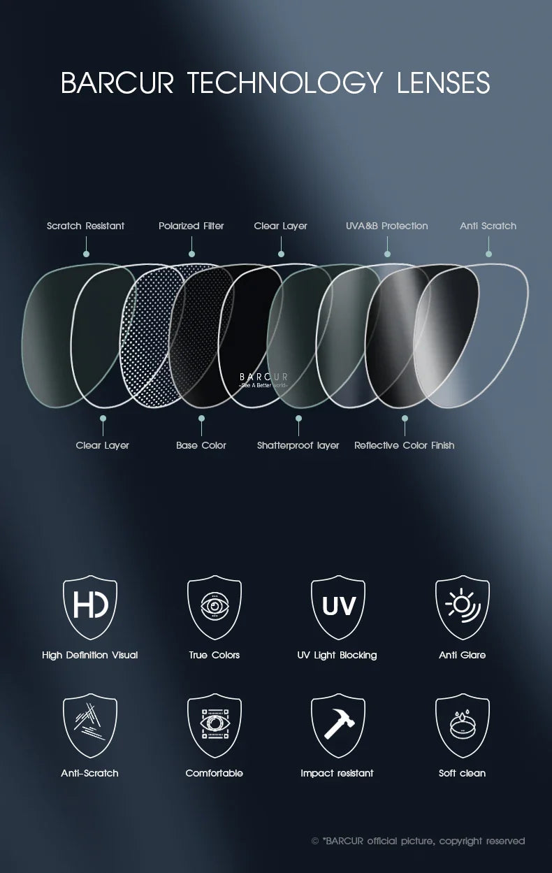Lunettes de sport polarisées BARCUR pour hommes - Protection UV400