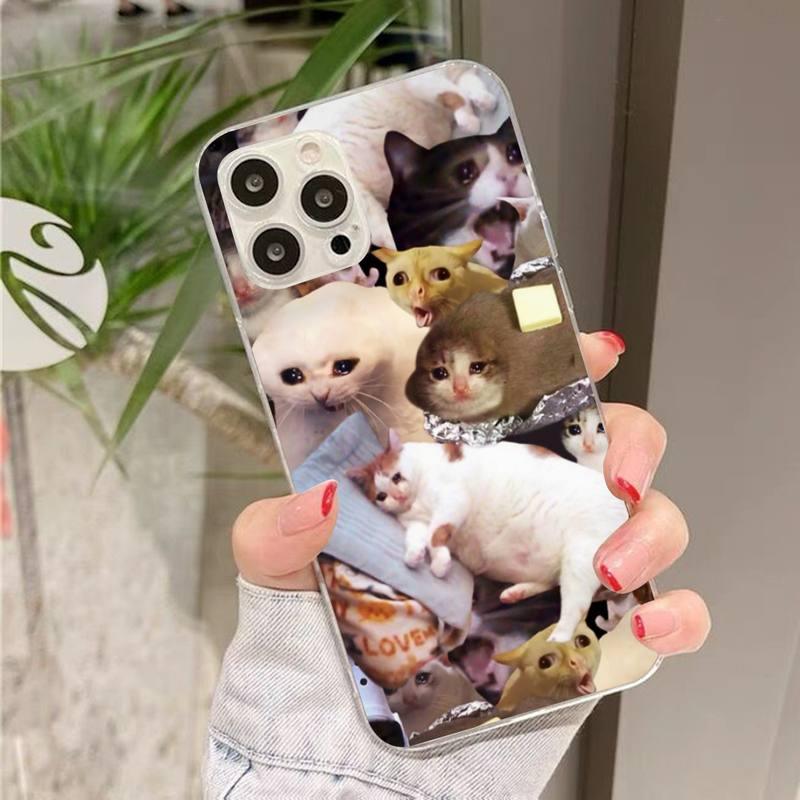 Coque de téléphone Memes de chat qui pleure pour iPhone 7 et 8