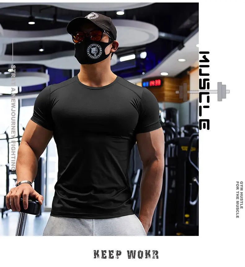 T-shirts de sport pour hommes grande taille en tissu Dry Fit