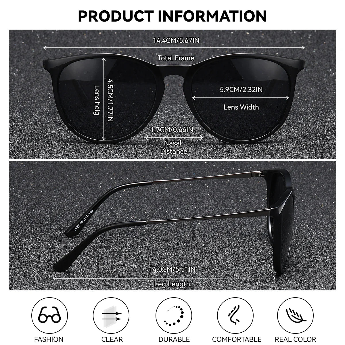Lunettes de soleil pour femmes BARCUR à imprimé léopard en forme de chat - Polarisées UV400