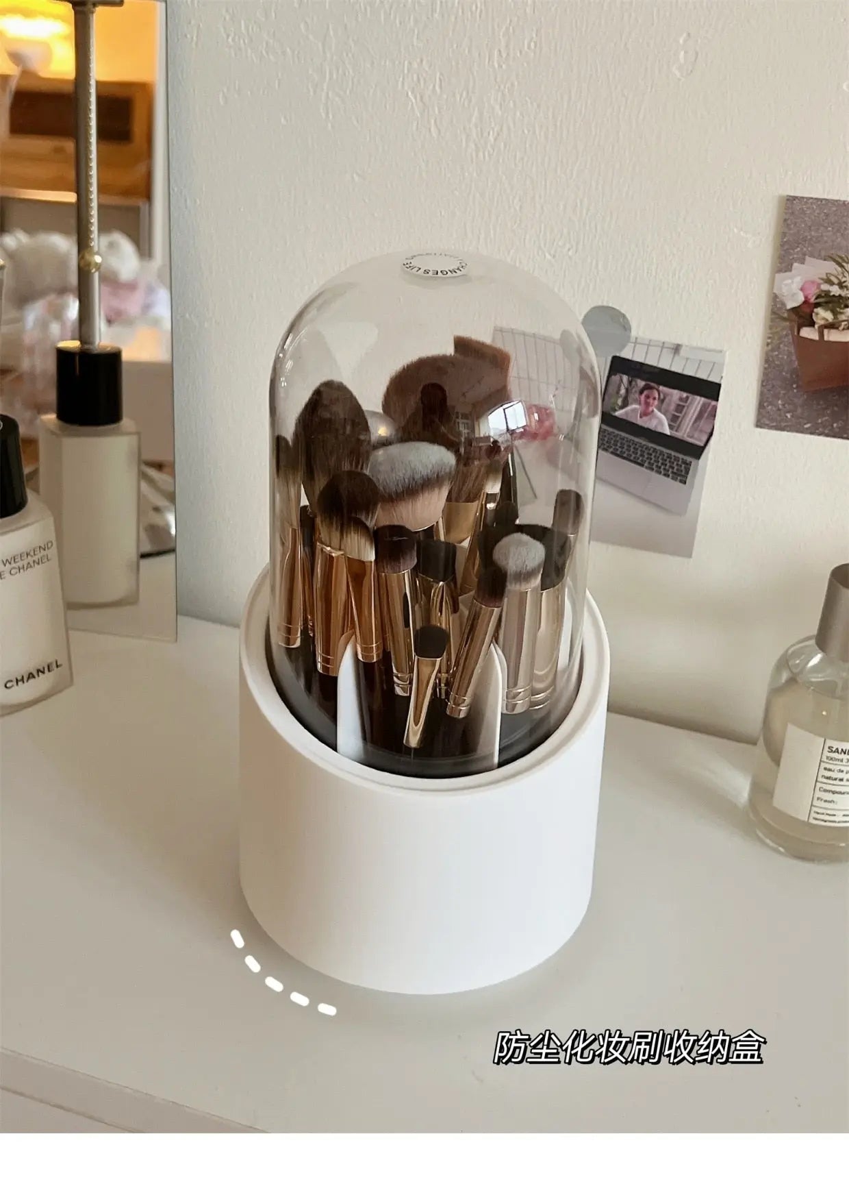 Rangement de pinceaux de maquillage de bureau élégant avec couvercle