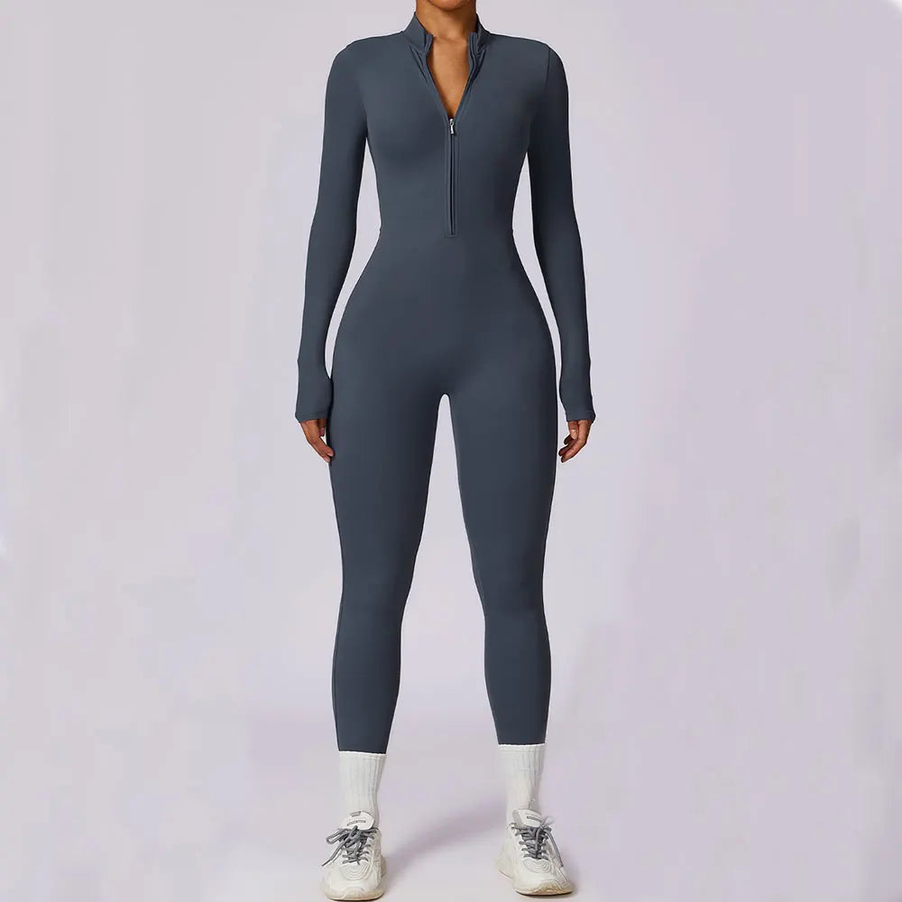 Premium Long Sleeved Yoga Jumpsuit with Zipper