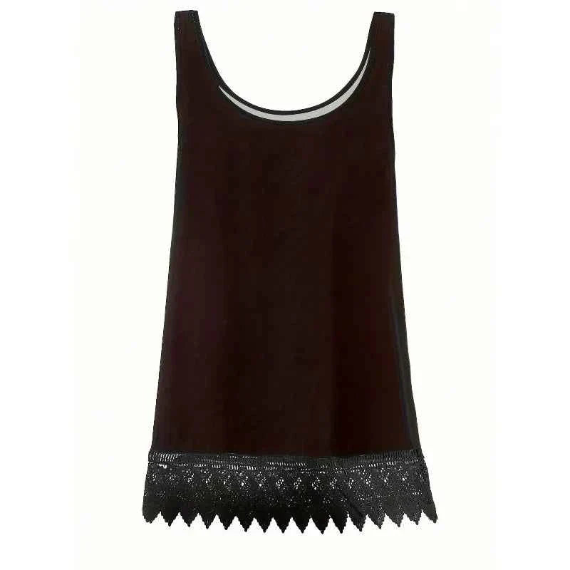 Chaleco sin mangas de encaje en patchwork para mujeres de talla grande