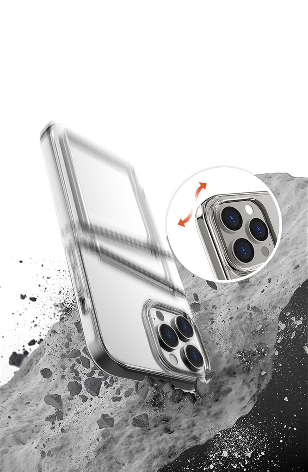 Coque de téléphone transparente antichoc avec double emplacement pour cartes pour iPhone
