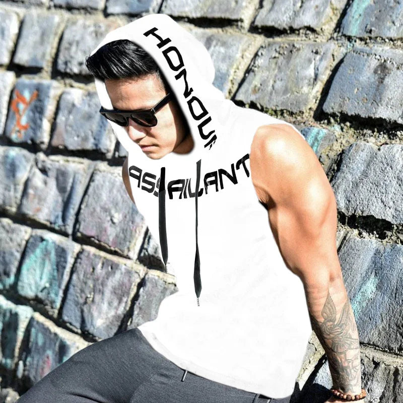 Camiseta sin mangas con capucha premium