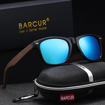 BARCUR Black Walnut Polarized Sunglasses for Men