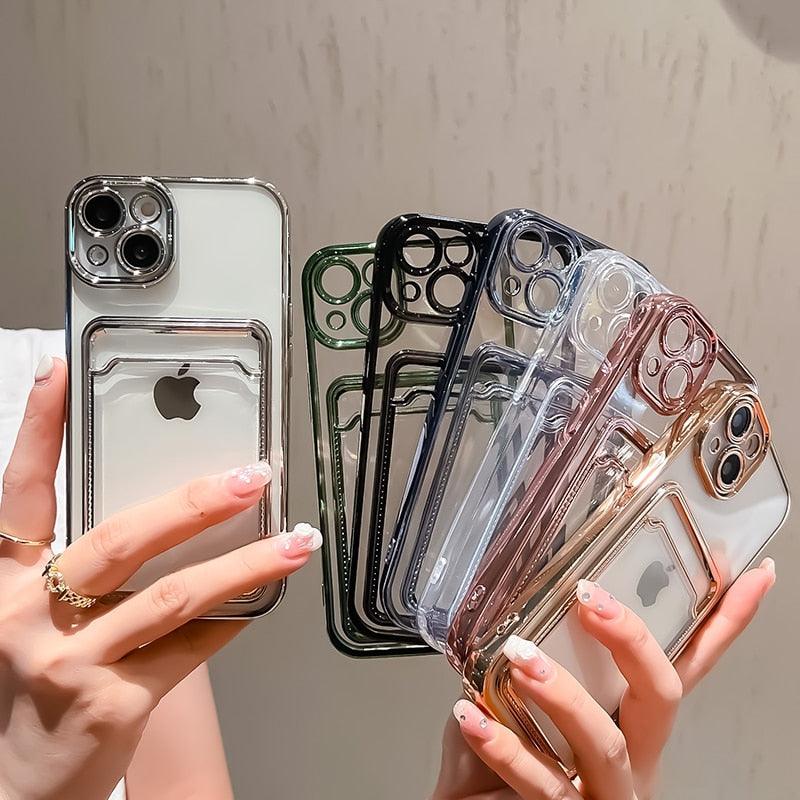 Coque de portefeuille transparente pour iPhone