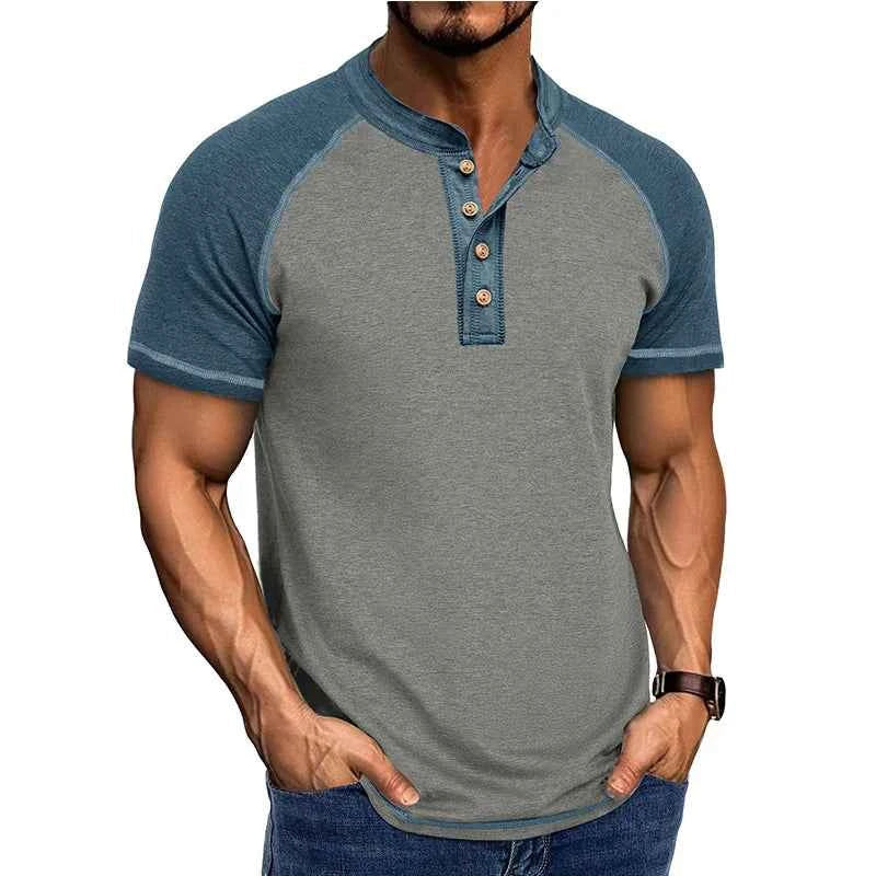 Camiseta de Cuello Alto de Parches Retro para Hombre