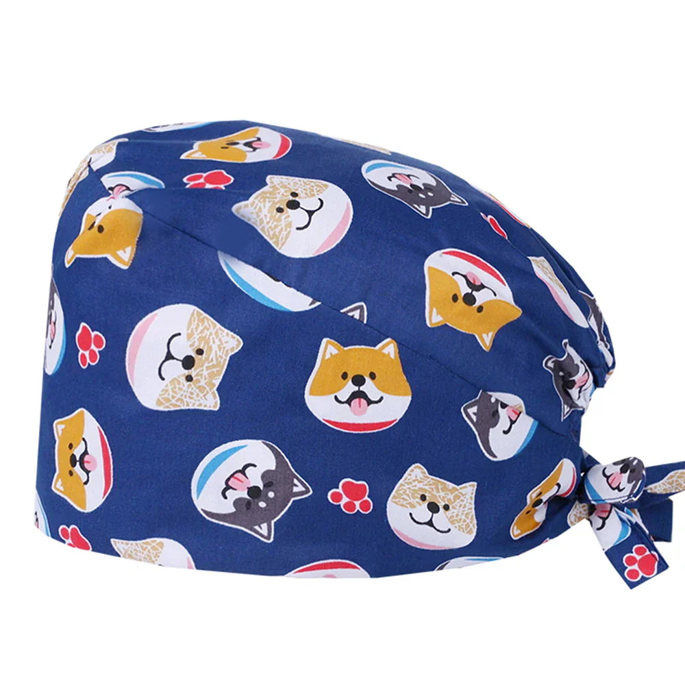 Gorros Quirúrgicos con Estampado de Osito para Cabello Largo