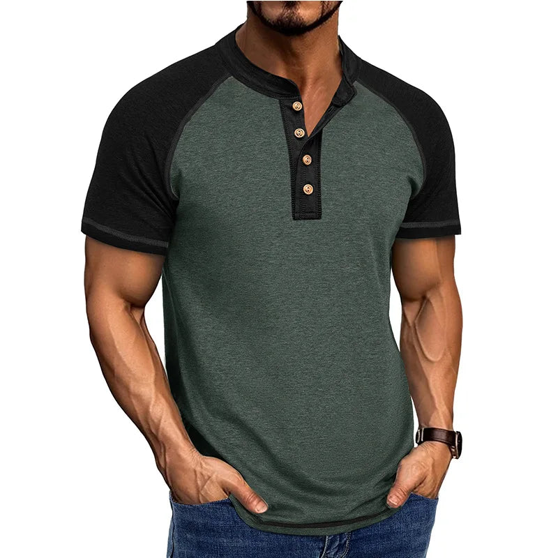 Camiseta de Cuello Alto de Parches Retro para Hombre