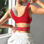 Sujetador Deportivo Rojo con Cuello en U para Mujeres