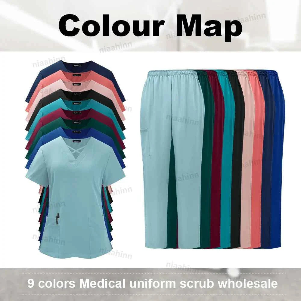 Premium Spandex Scrub Uniform Set - Top & Pants