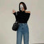 Sleek Spring Off-Shoulder Slim Crop Top