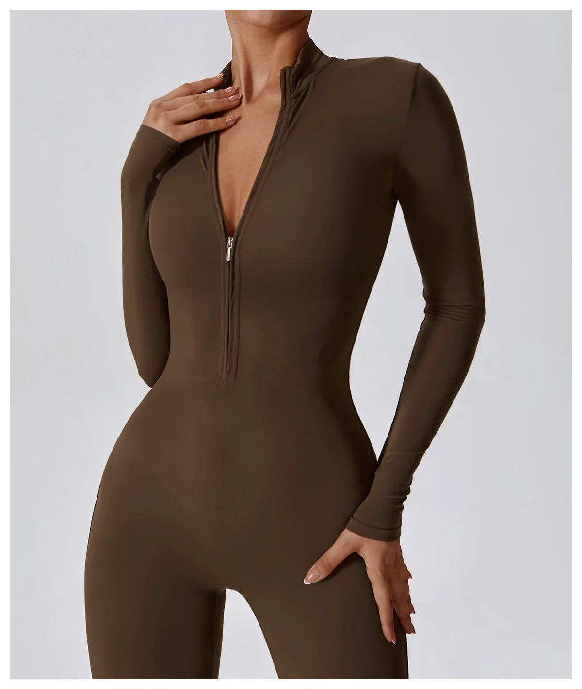 Premium Long Sleeved Yoga Jumpsuit with Zipper