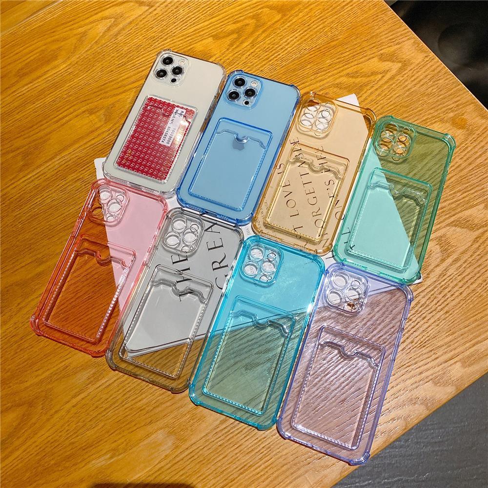 Transparent Card Slot Holder Case for iPhone Models