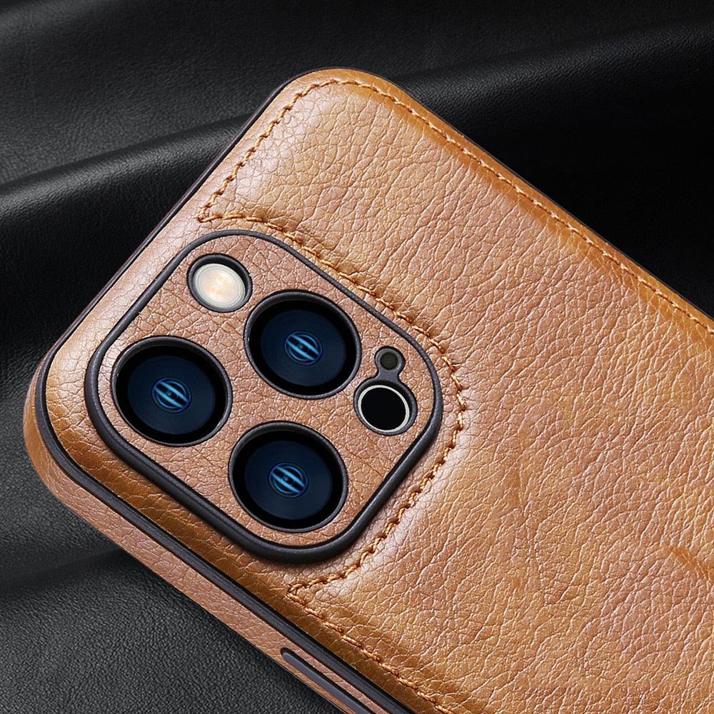 Coque de téléphone en cuir PU de luxe pour modèles d'iPhone