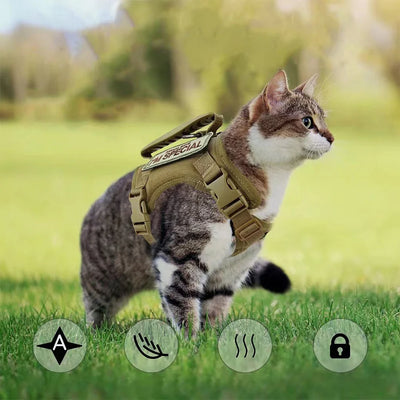 Tactical Cat Harness with Customizable Patches