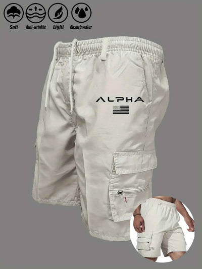 Pantalones Cortos Cargo con Bandera Americana y Águila - Múltiples Bolsillos