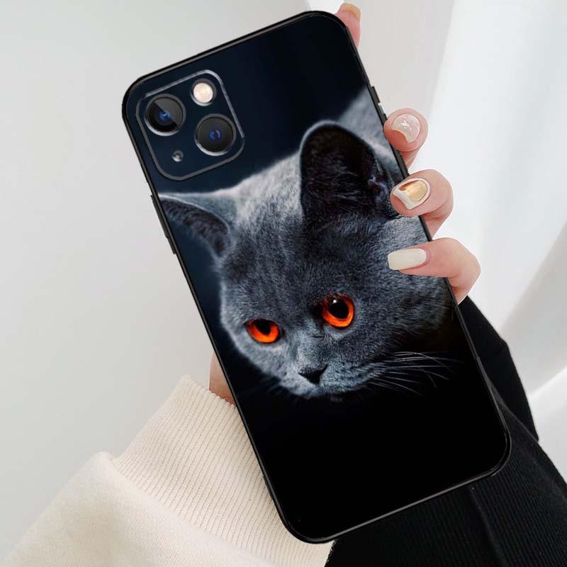 Funda Elegante de Gato British Shorthair Gris para Modelos de iPhone