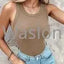 Summer Ribbed Tank Top with Built-In Bra Pads
