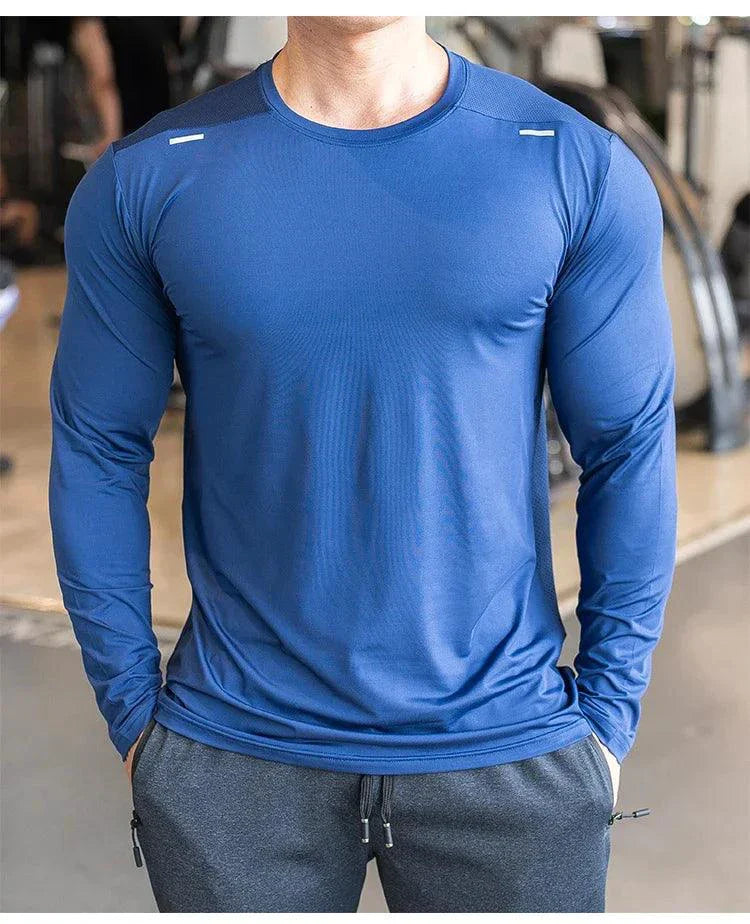 Camisa de Entrenamiento de Manga Larga de Secado Rápido para Hombres