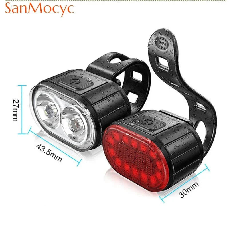 Kit de lumières de vélo rechargeable par USB - Éclairage avant et arrière
