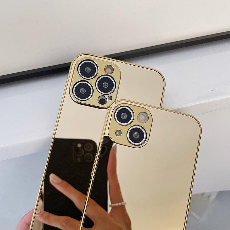 Coque de protection miroir arrière transparente de luxe pour iPhone