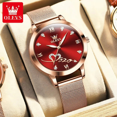 OLEVS Luxury Ladies' Watch - Rose Gold Quartz Timepiece
