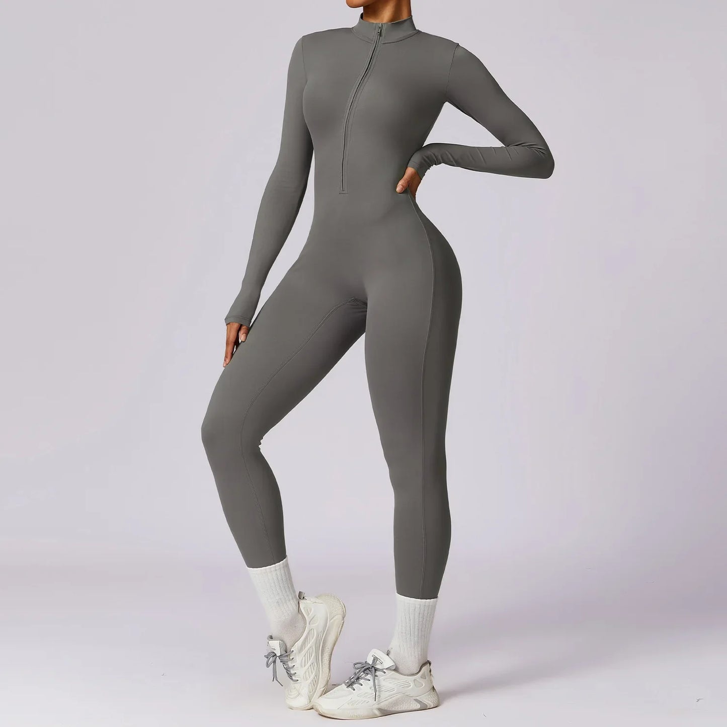 Premium Long Sleeved Yoga Jumpsuit with Zipper