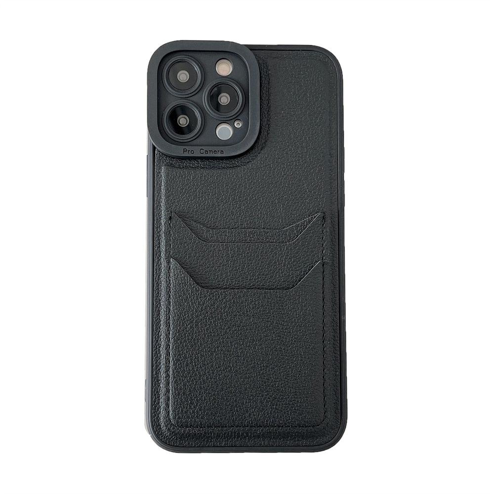 Funda de Cartera de Silicona Cuadrada de Cuero de Lujo para iPhone