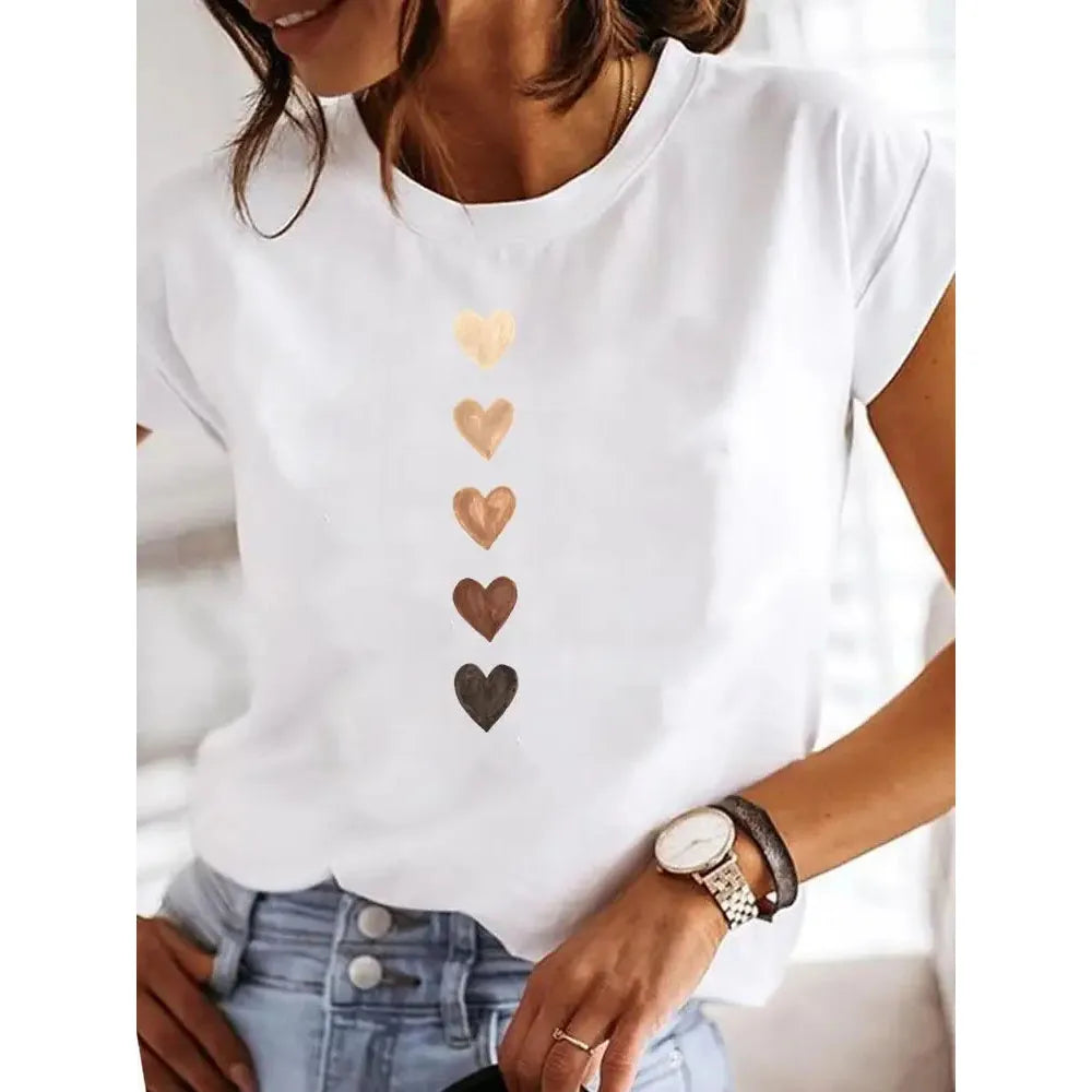 Heart Vibe: Camiseta O-Cuello Elástica de los 90