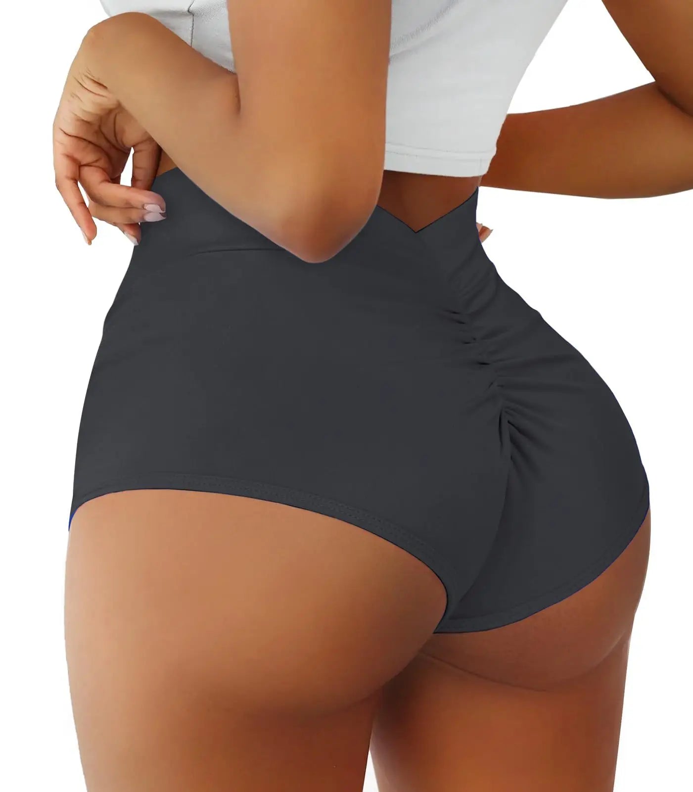 Shorts de sport taille haute avec fronces