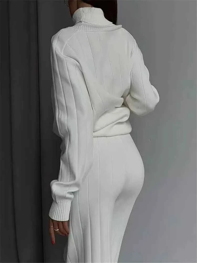 Autumn Winter Women's Knitted Tracksuit Set