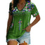 Camiseta de Manga Corta con Escote en V Bohemio