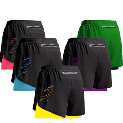 Shorts de course 2 en 1 pour hommes à séchage rapide